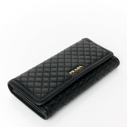 Prada Soft Calfskin Quilted Continental Flap Wallet Black 5 of 7