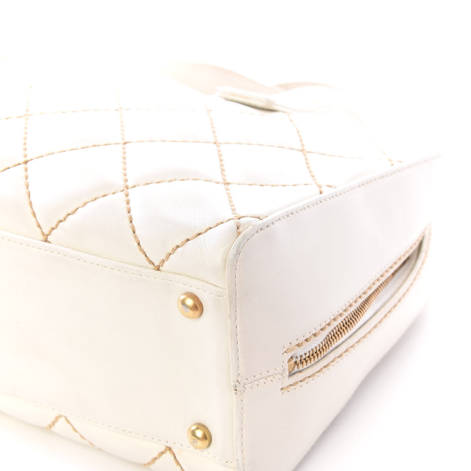 Chanel Calfskin Contrast Stitch Surpique Bowler White 6 of 11