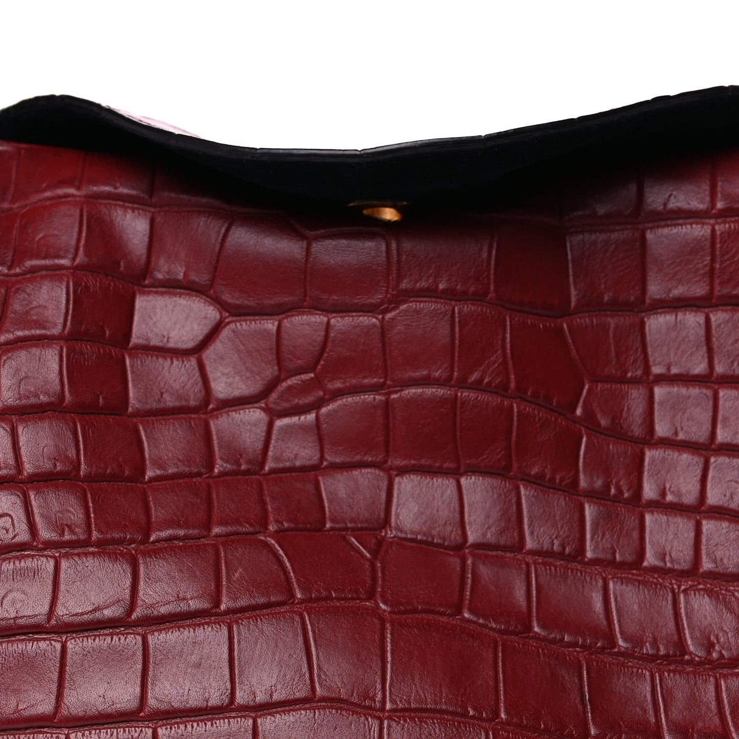 Crocodile Embossed Calfskin Marloes Hobo Burgundy