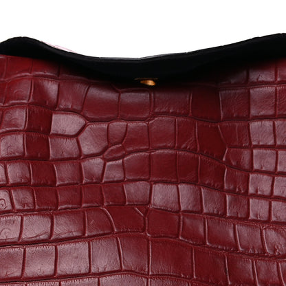 Mulberry Crocodile Embossed Calfskin Marloes Hobo Burgundy 6 of 8