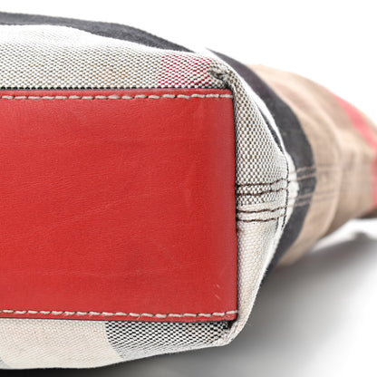 Burberry Canvas Mega Check Medium Tottenham Brit Tote Cadmium Red 8 of 11