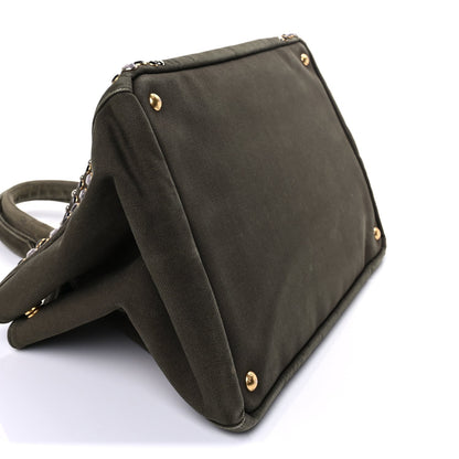 Prada Canvas Studded Crystal Large Canapa Tote  Militare 7 of 8