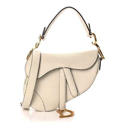 Christian Dior Grained Calfskin Mini Saddle Bag With Strap White 1 of 8
