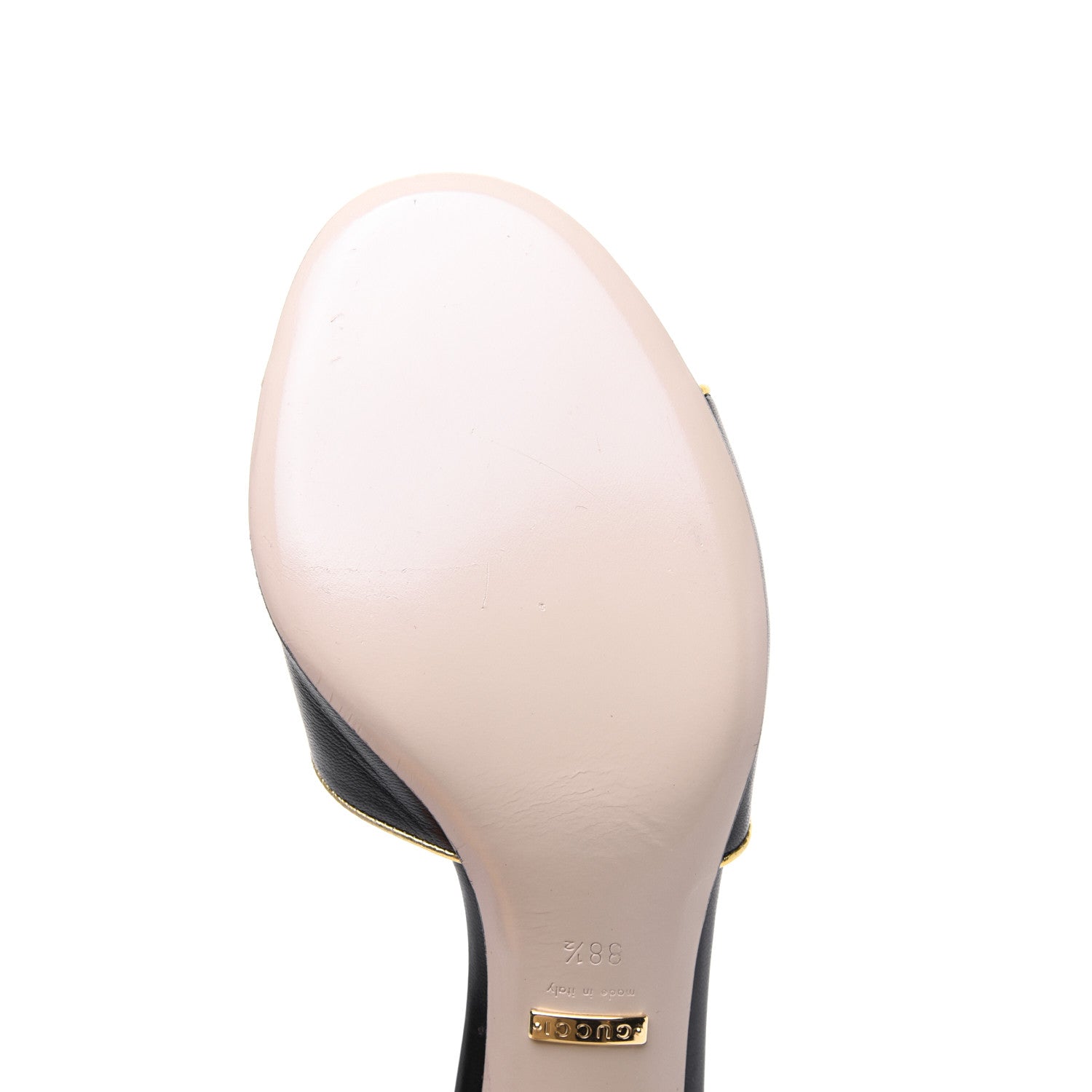 Gucci Nappa Silk Pearl Bee Embellished Mid Heel Slide Sandals 38.5 Black 13 of 14