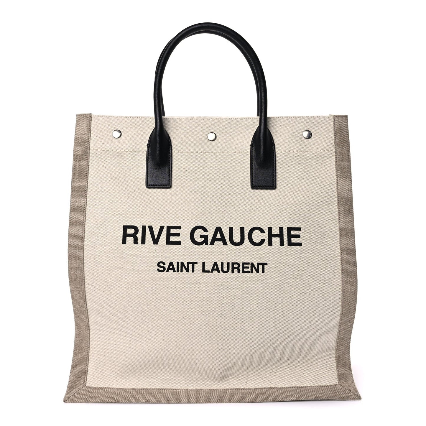 Linen Calfskin Rive Gauche North South Tote Optic White
