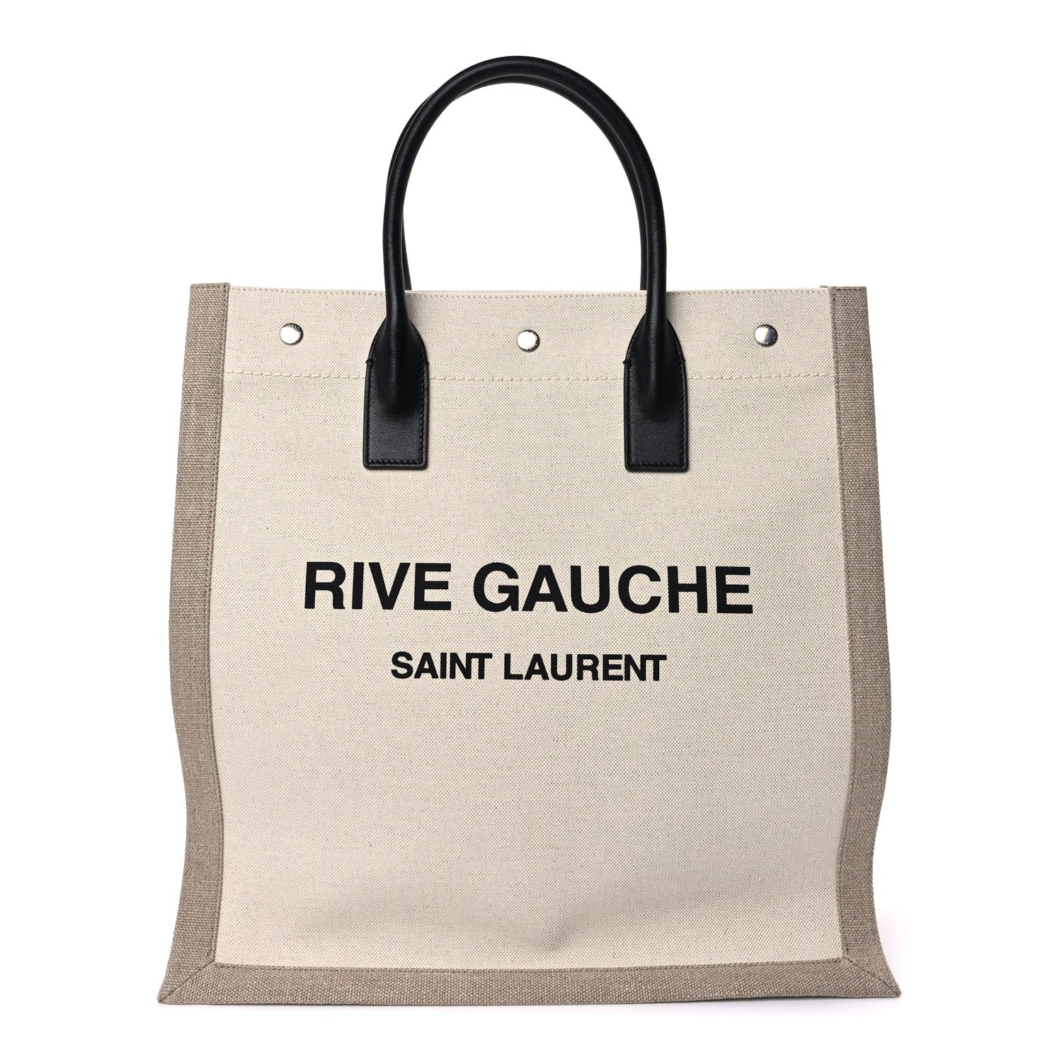 Saint Laurent Linen Calfskin Rive Gauche North South Tote Optic White 1 of 7