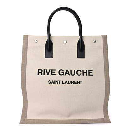 Saint Laurent Linen Calfskin Rive Gauche North South Tote Optic White 1 of 7