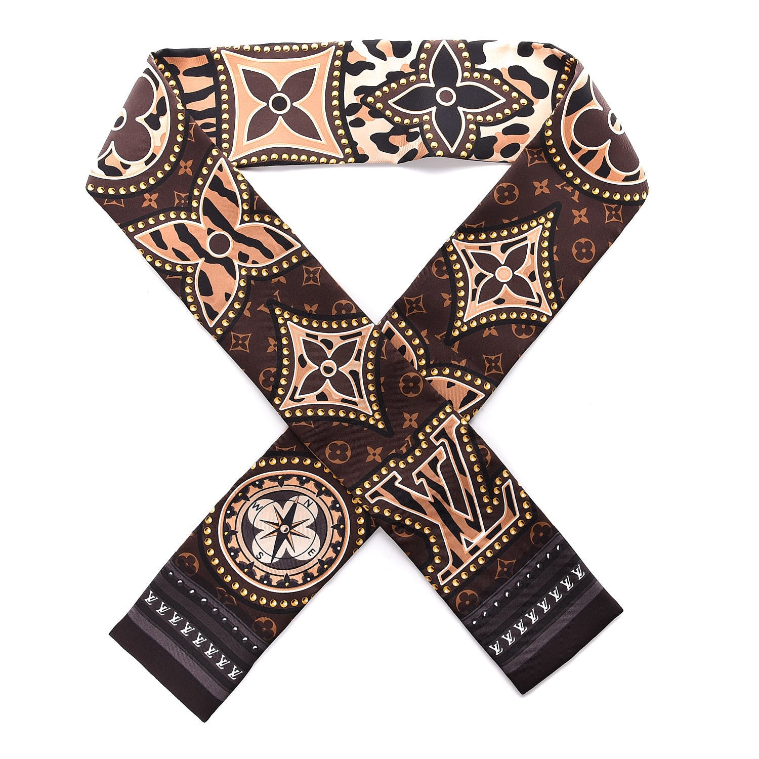 Louis Vuitton Silk Monogram LV World Bandeau Brown 1 of 3