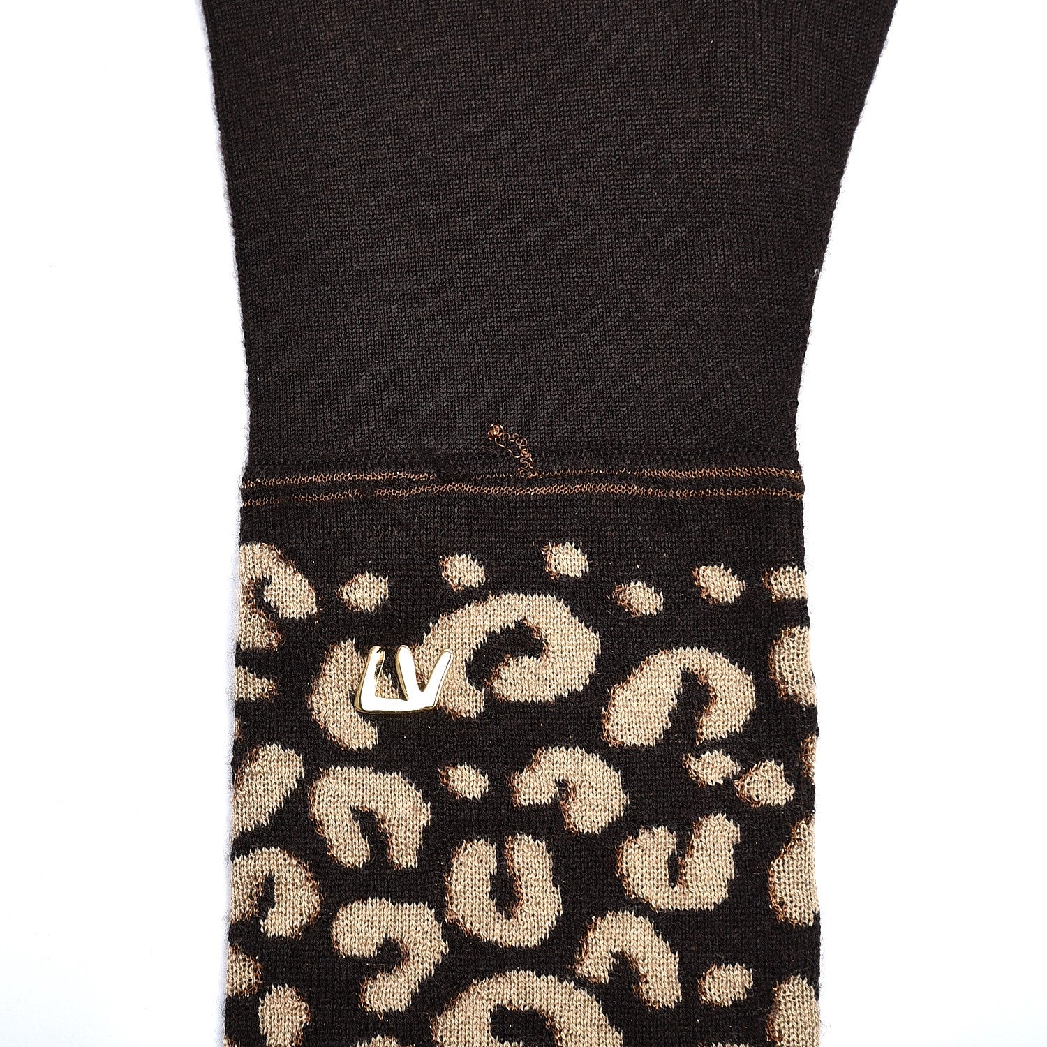 Louis Vuitton Cashmere Silk Leopard Long Gloves Marron 3 of 4