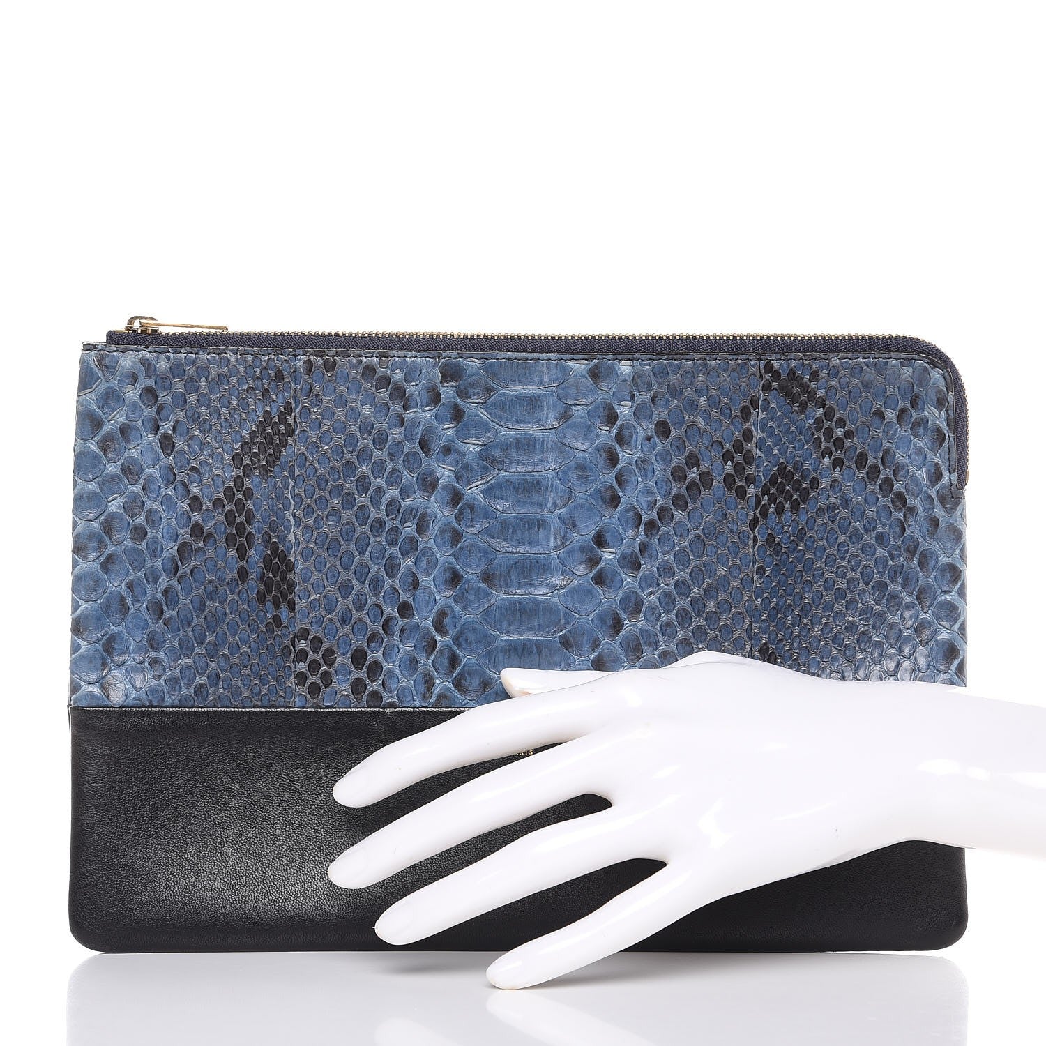 Celine Python Lambskin Solo Clutch Pouch Slate Black 2 of 7