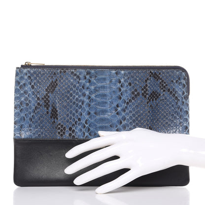 Celine Python Lambskin Solo Clutch Pouch Slate Black 2 of 7