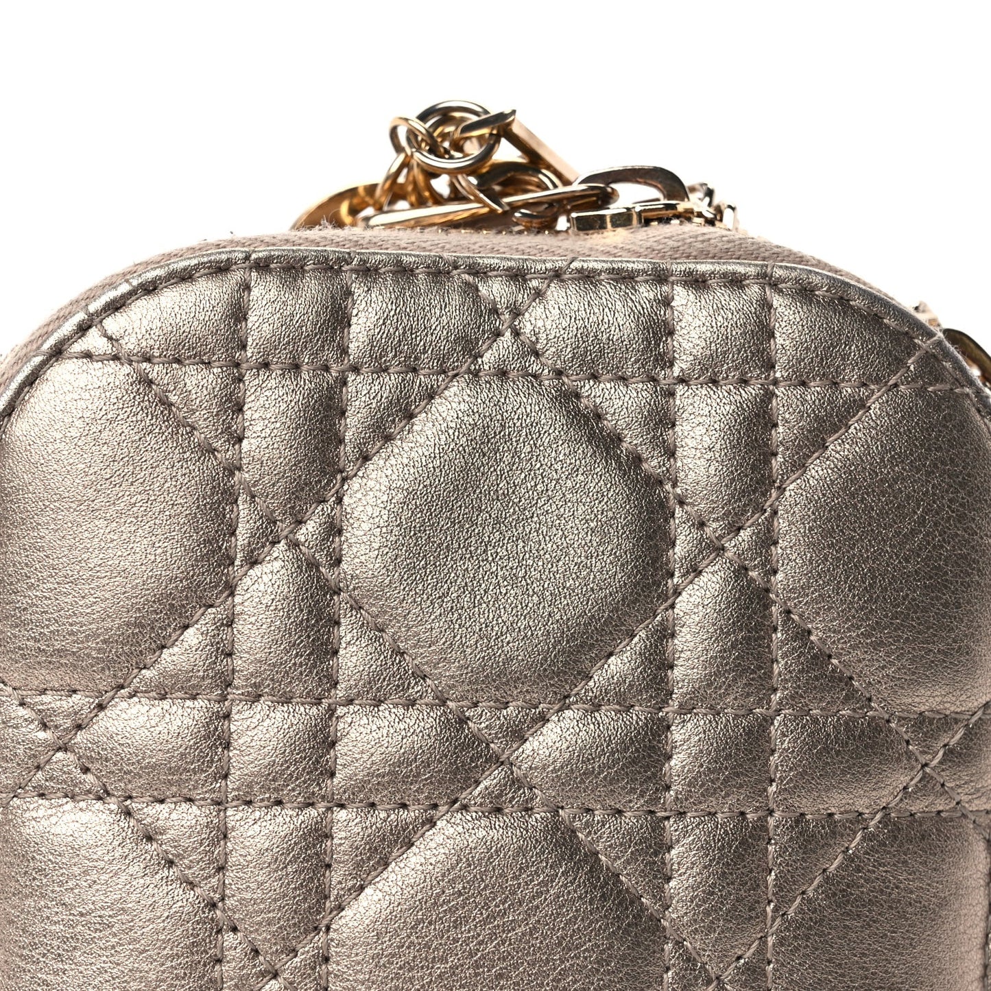 Lambskin Cannage Lady Dior Phone Holder  Gold