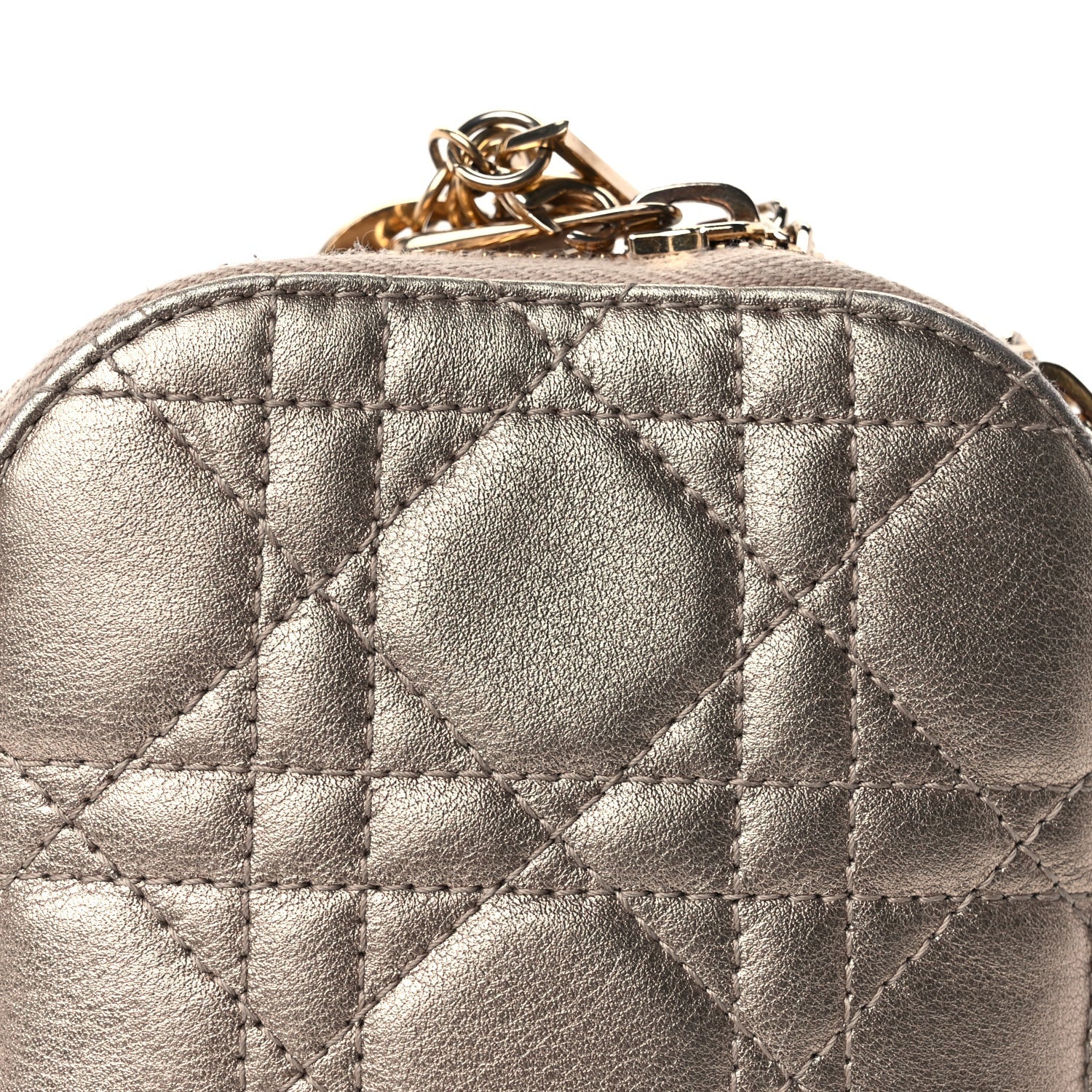 Christian Dior Lambskin Cannage Lady Dior Phone Holder  Gold 6 of 8