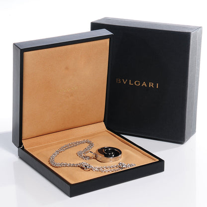 Bulgari BVLGARI Stainless Steel 18K White Gold Black Onyx Optical Illusion Pendant Necklace 6 of 6