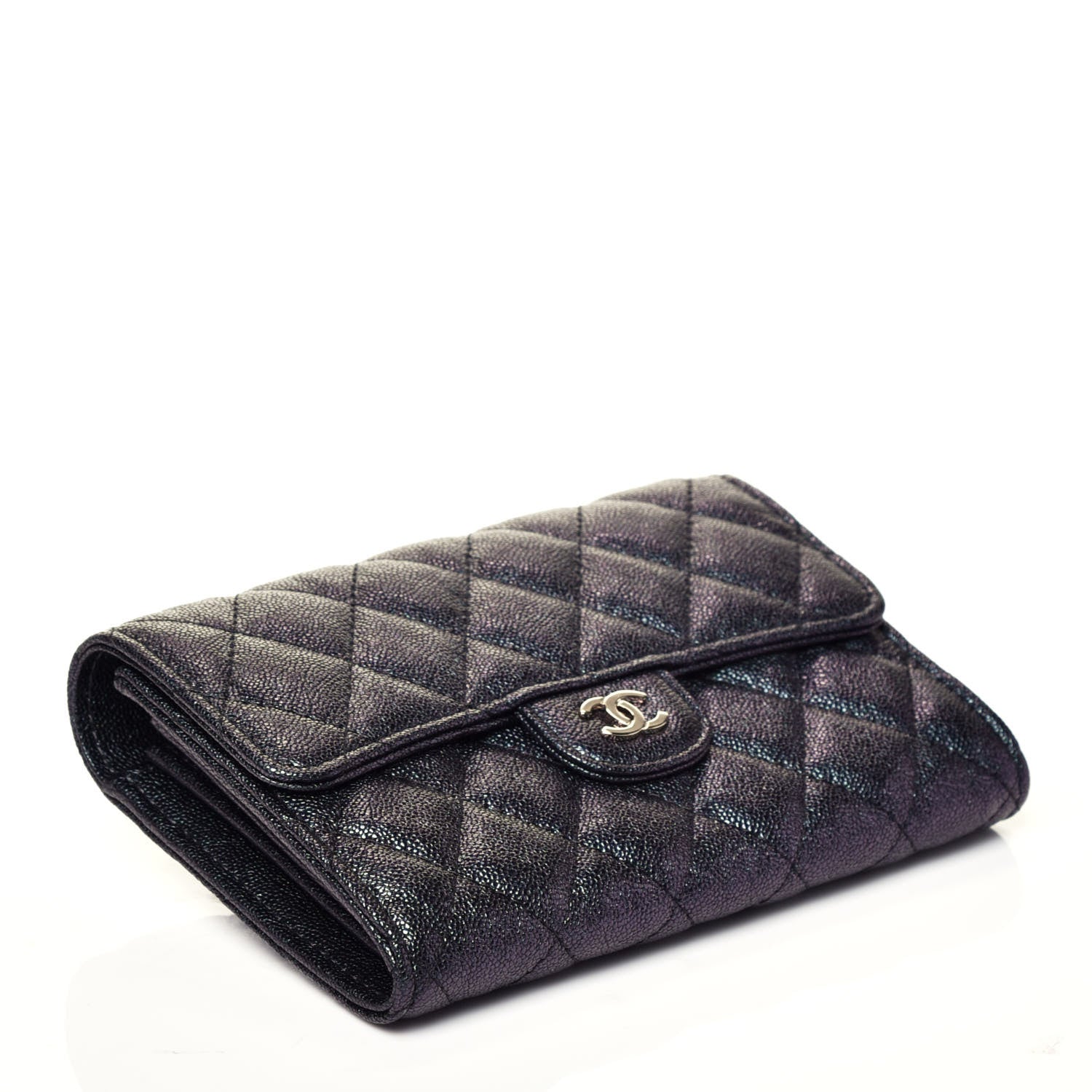 Chanel Iridescent Caviar Quilted Medium Flap Wallet Black 4 of 8