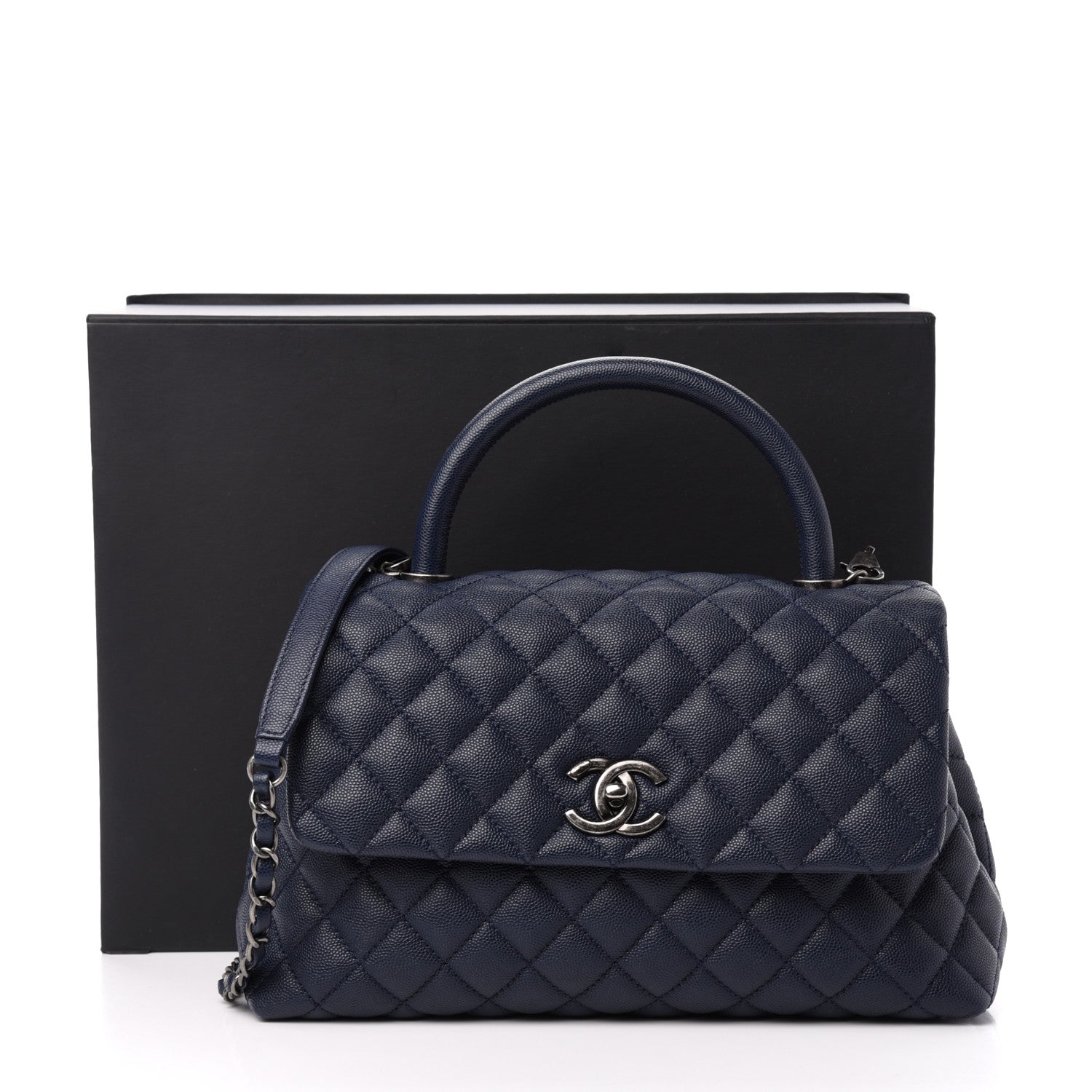 Chanel Caviar Quilted Small Coco Handle Flap Navy 12 of 12