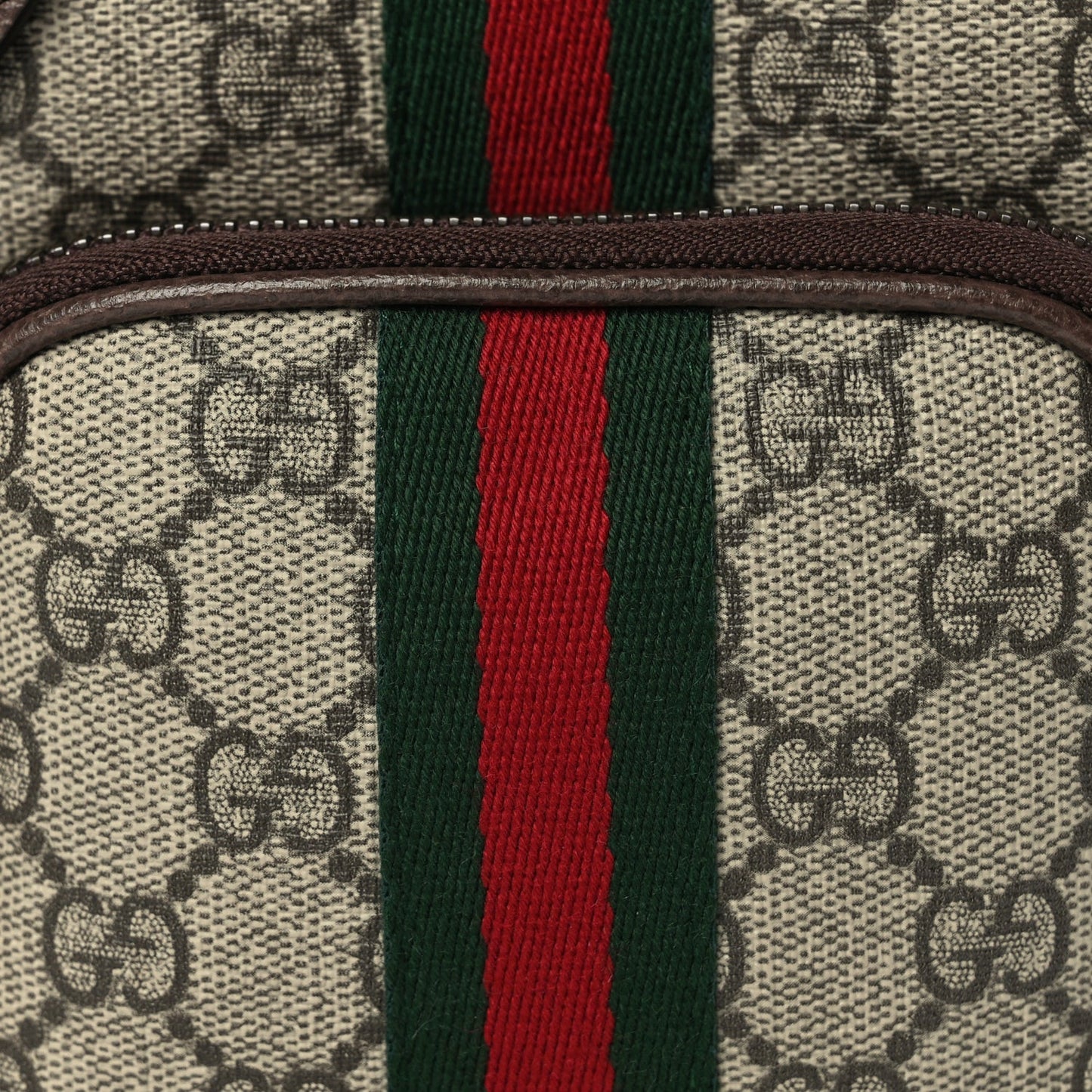 GG Supreme Monogram Web Mini Ophidia Double Zip Messenger Bag Beige New Acero