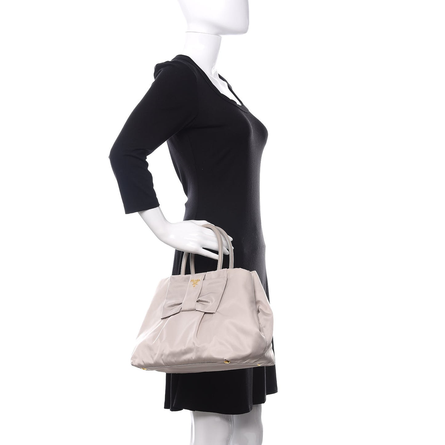 Nylon Tessuto Fiocco Bow Tote Grey