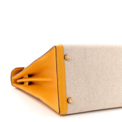 Hermes Toile H Epsom Kelly Sellier 28 Ecru Jaune Sable 9 of 12