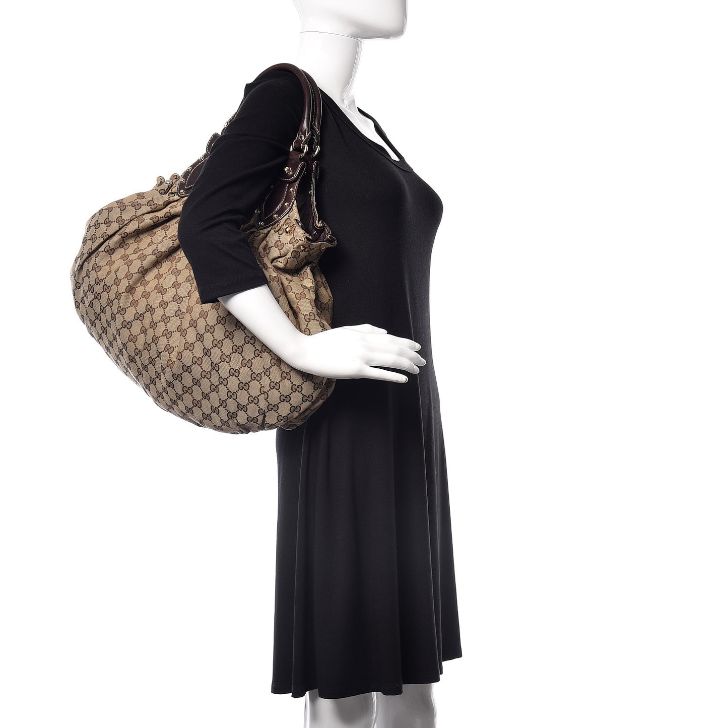 Monogram Studded Pelham Tote Dark Brown