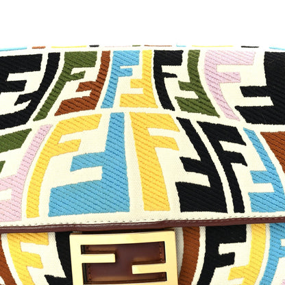 Fendi X SARA COLEMAN Canvas Vitello King Seta FF Fish Eye Embroidered Baguette  Grezzo Multicolor Ghianda 6 of 8