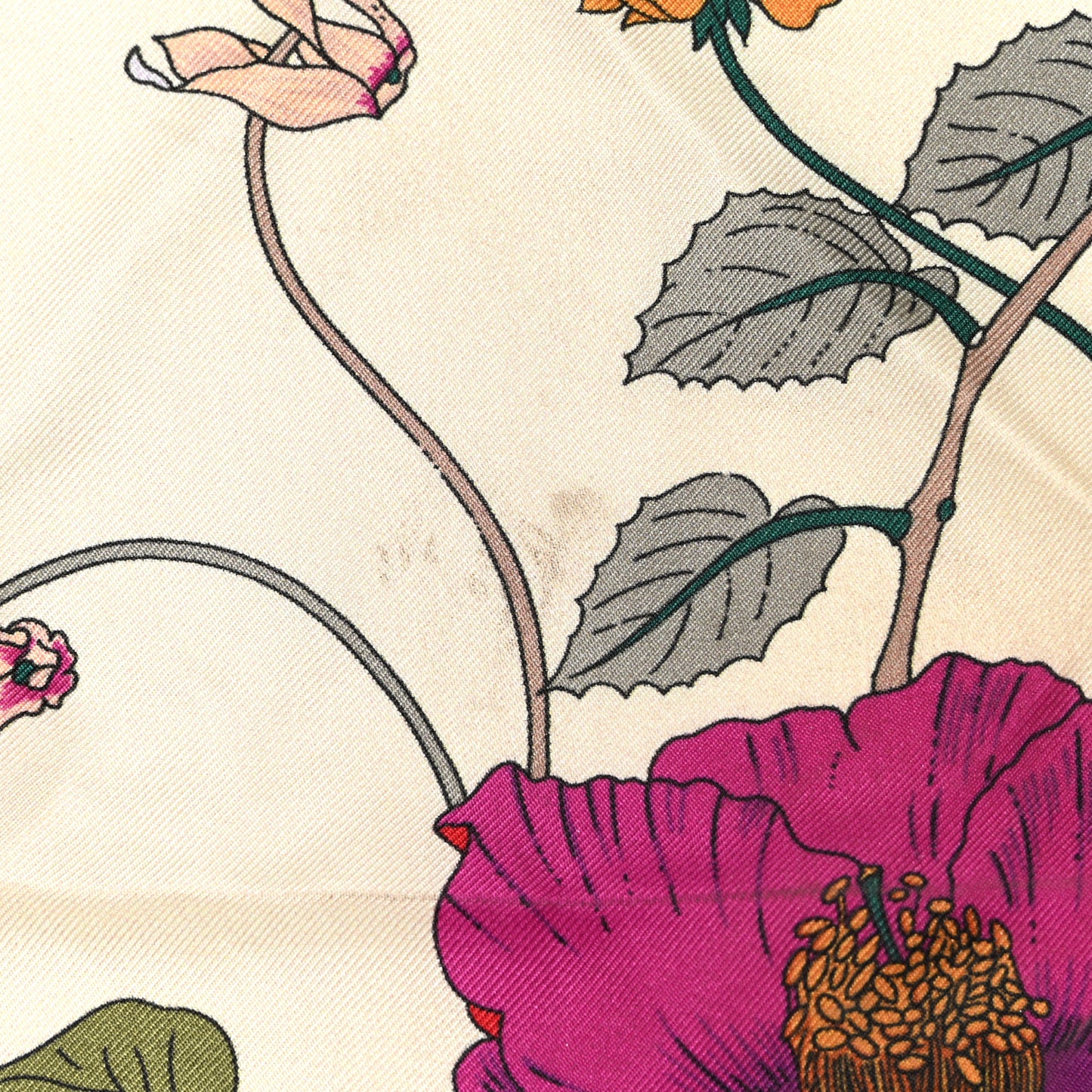 Silk Flora Gothic Square Scarf Ivory Red