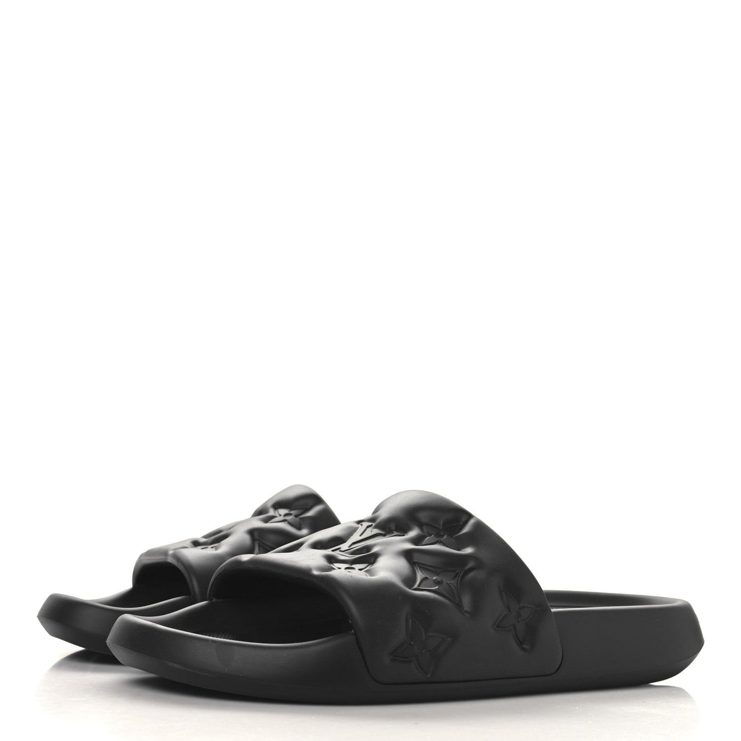 Rubber Embossed Monogram Mens Waterfront Mules Black
