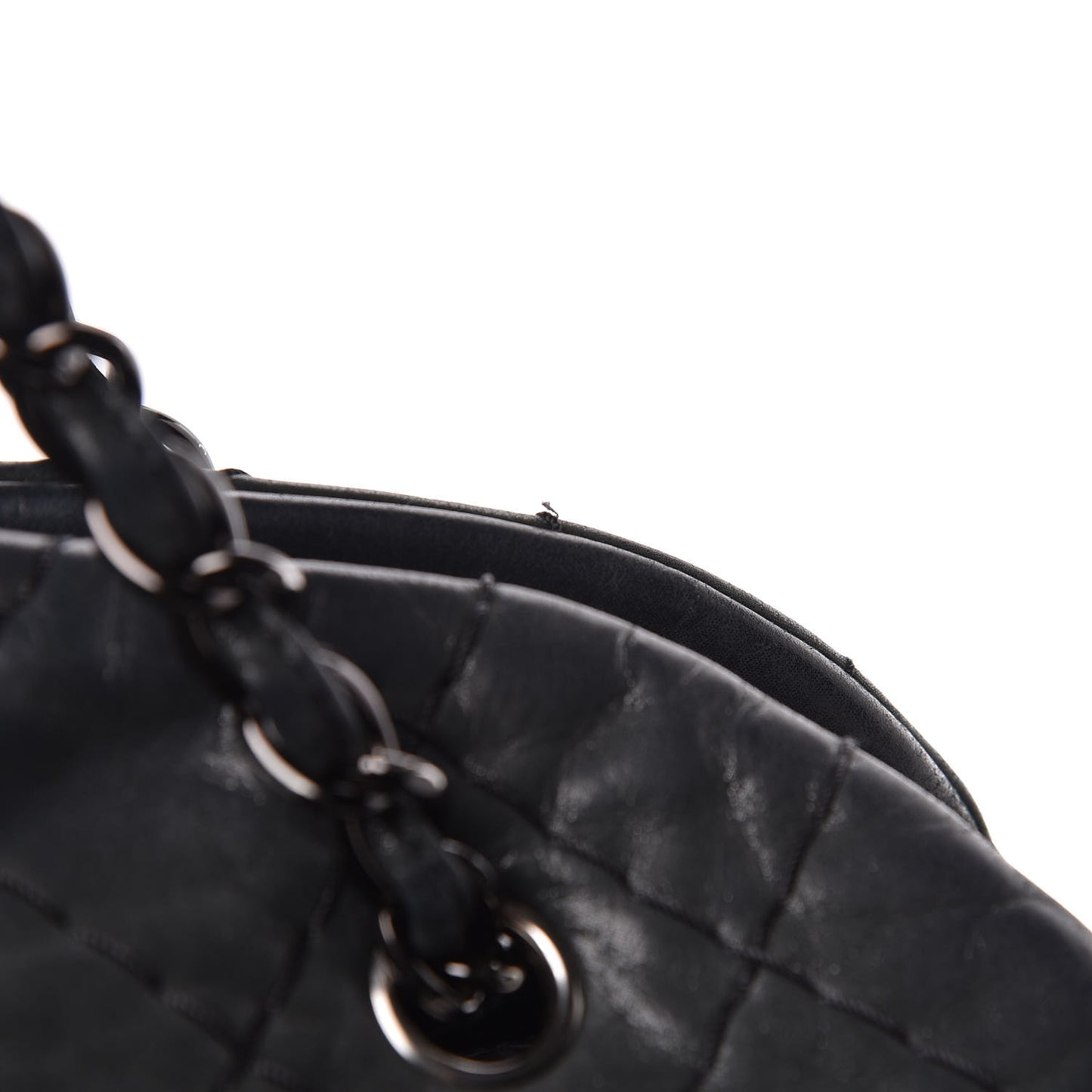 Iridescent Calfskin Large Just Mademoiselle Bowling Bag Black