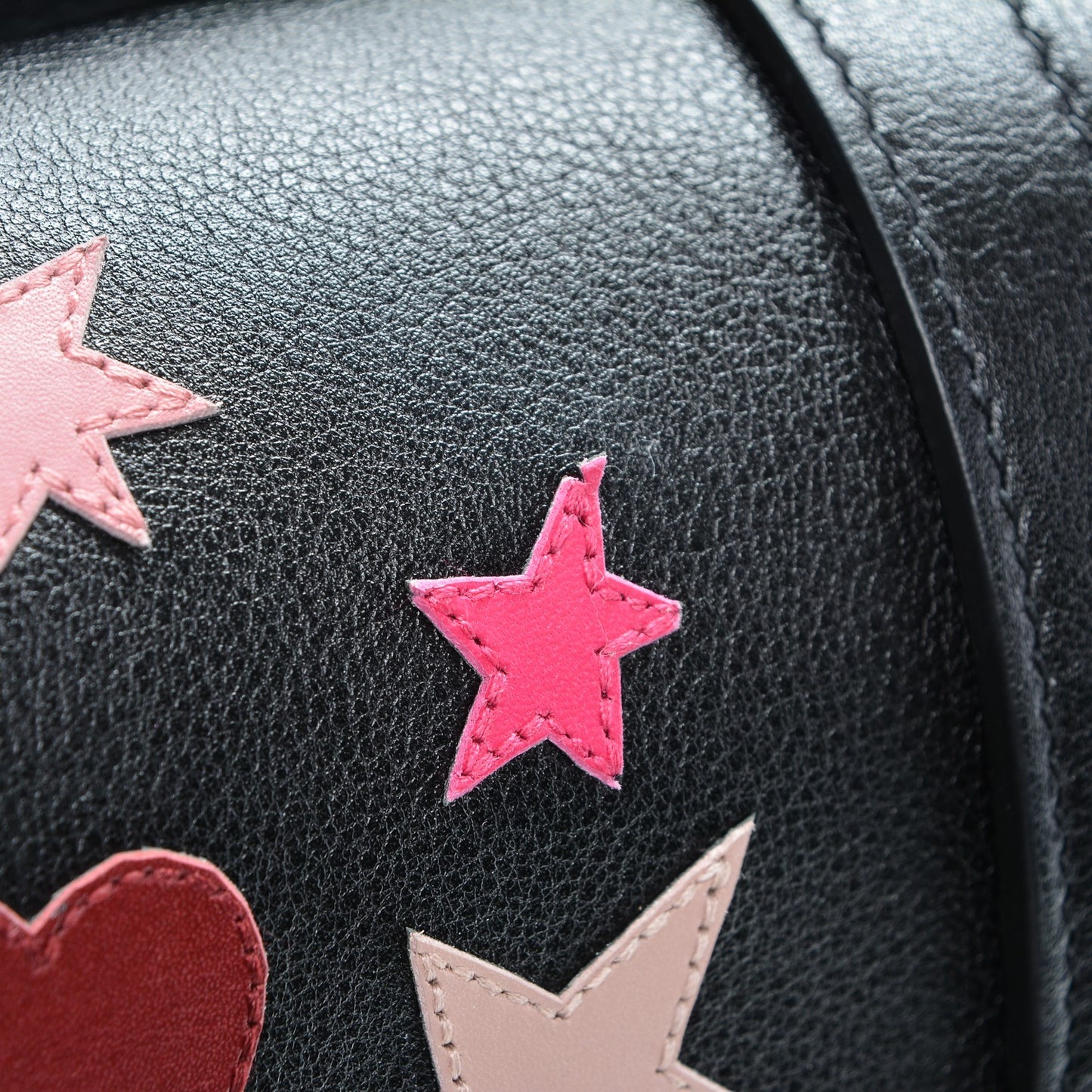 Calfskin Medium Heart Patchwork Monogram Chain Wallet Black