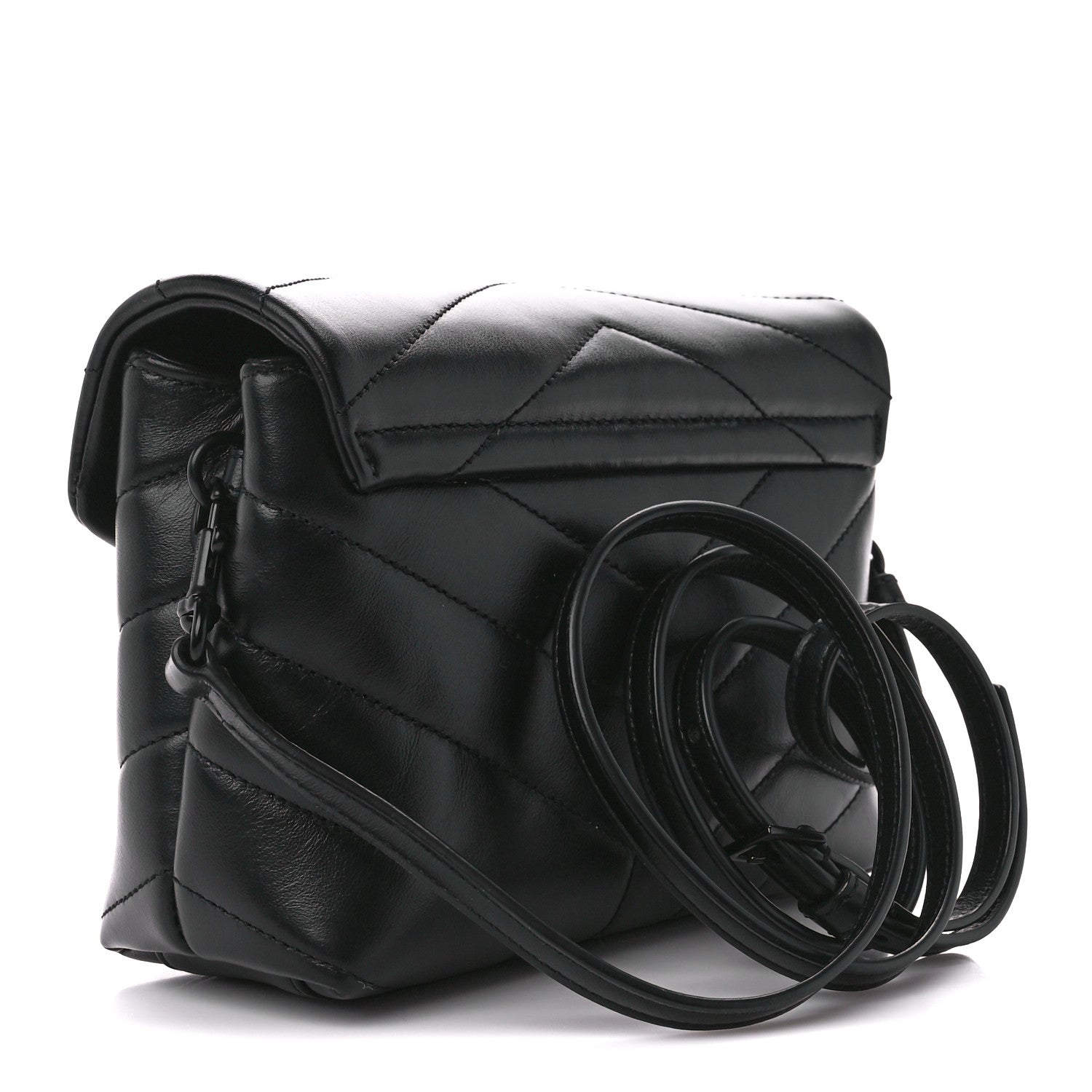 Saint Laurent Calfskin Y Quilted Monogram Monochrome Toy Loulou Crossbody Bag Black 3 of 11