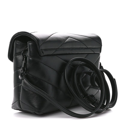 Saint Laurent Calfskin Y Quilted Monogram Monochrome Toy Loulou Crossbody Bag Black 3 of 11