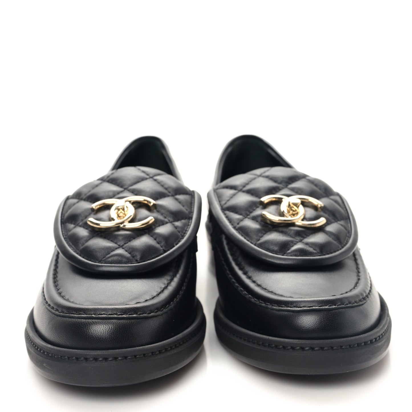 Lambskin Quilted CC Turnlock Loafers 38.5 Black