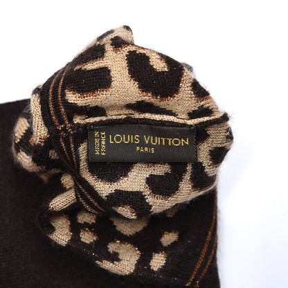 Louis Vuitton Cashmere Silk Leopard Long Gloves Marron 4 of 4