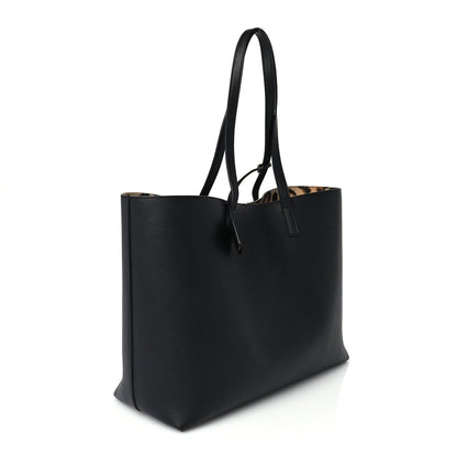 Saint Laurent Calfskin Large Leopard Print Shopping Tote Black 2 of 8