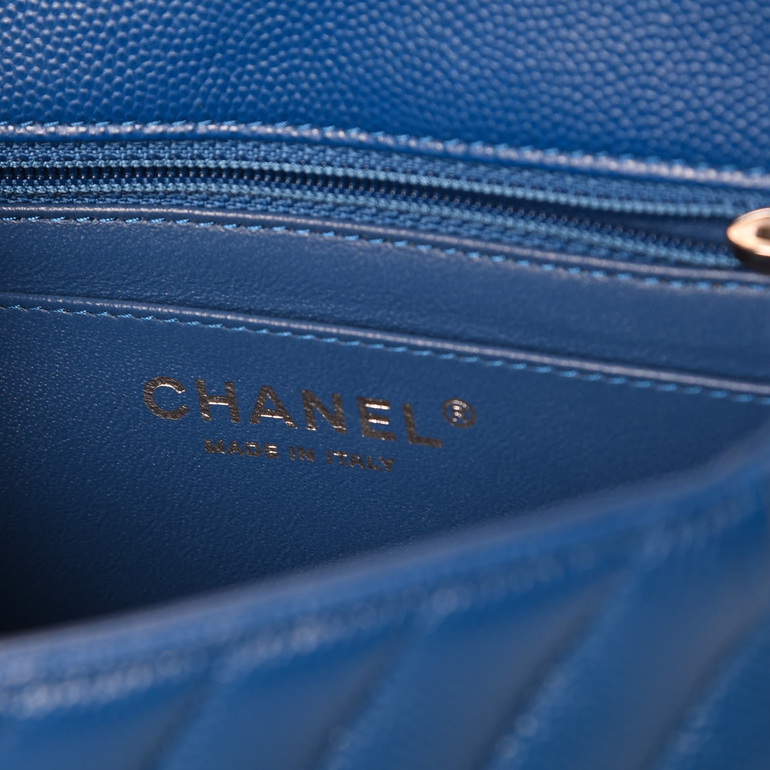 Chanel Caviar Chevron Quilted Mini Square Flap Blue 5 of 9