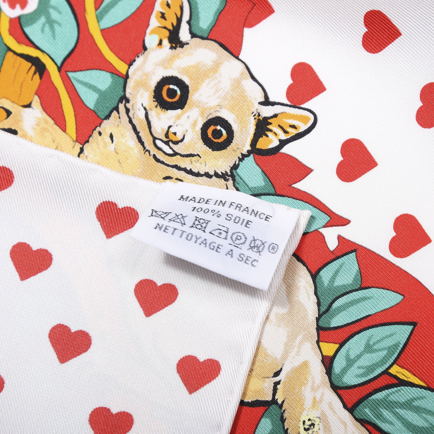 Hermes Silk Jungle Love Scarf 90 White Rouge Vert 7 of 7