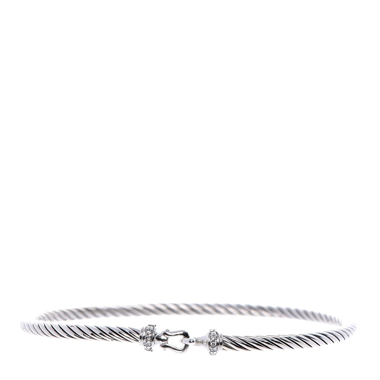 Sterling Silver Diamond 3mm Cable Buckle Bracelet