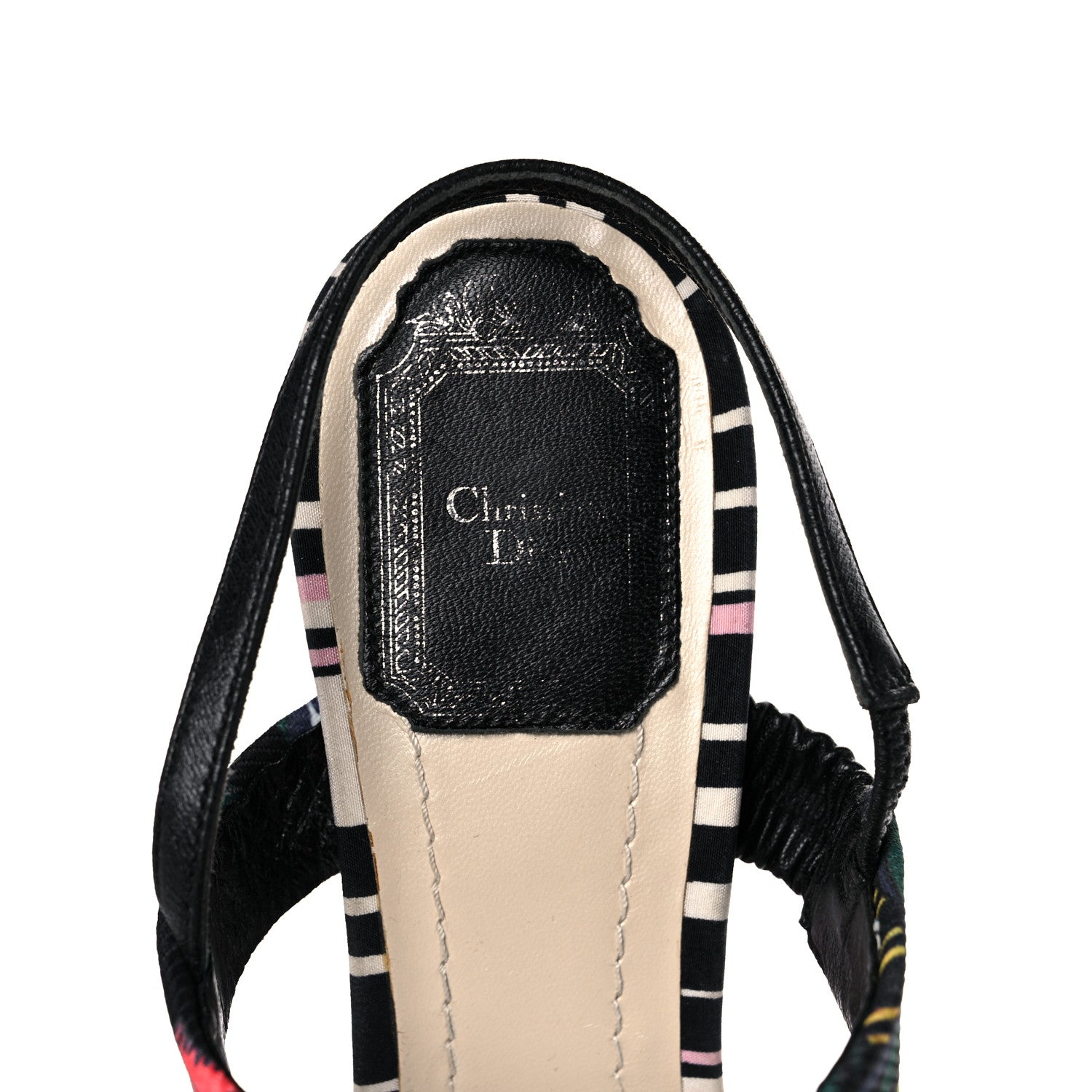 Christian Dior Satin Sequined Striped CD Platform Sandal 39.5 Black Multicolor 11 of 15