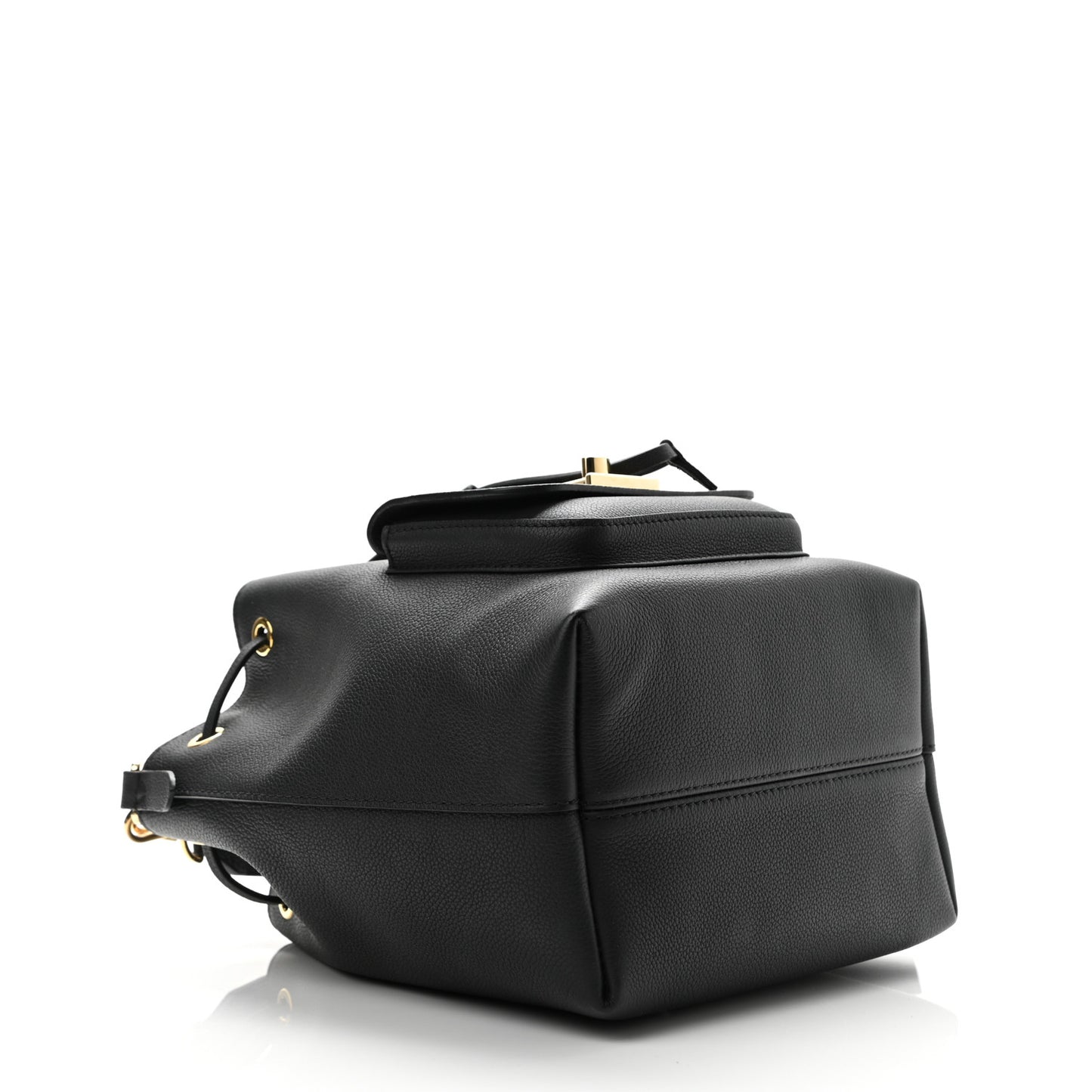 Calfskin Lockme Bucket MM Black