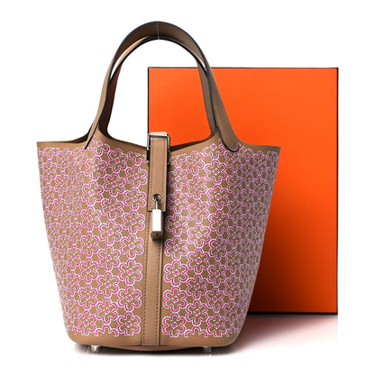 Hermes Swift Lucky Daisy Picotin Lock 18 PM Chai Rose White 10 of 10