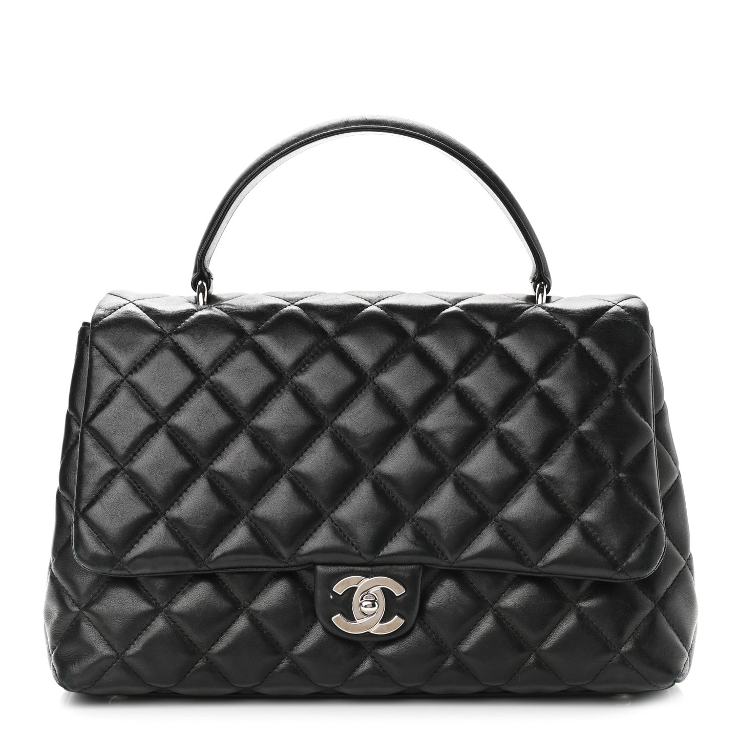 Lambskin Quilted Kelly Jumbo Flap Bag Black