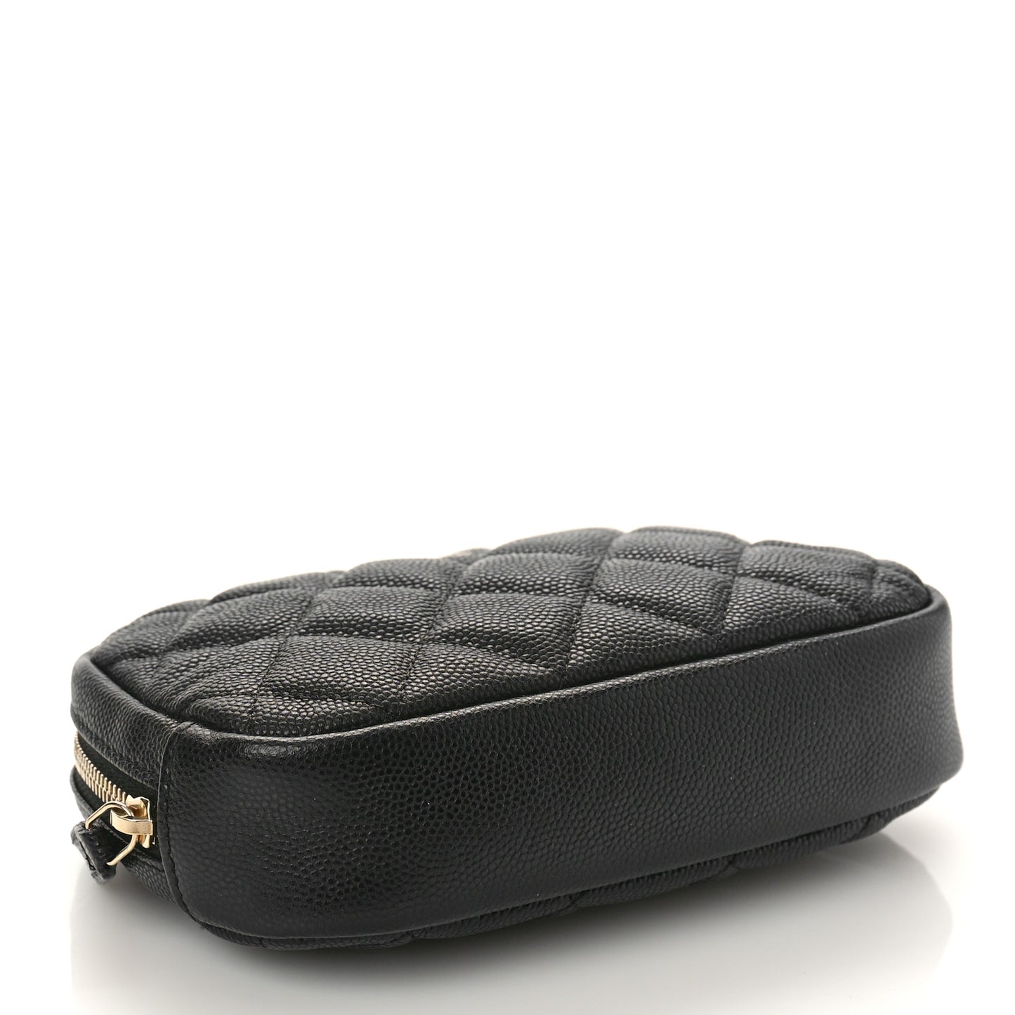 Caviar Quilted Small Curvy Pouch Cosmetic Case Black