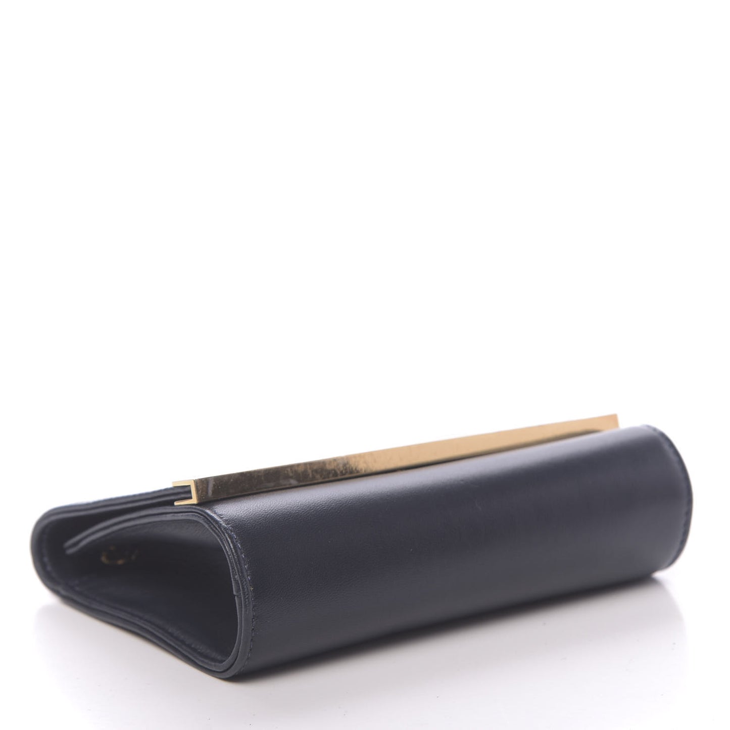 Shiny Nappa Mini Rush Clutch Navy