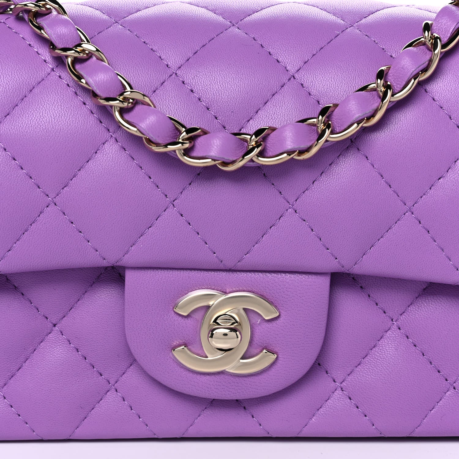 Chanel Lambskin Quilted Mini Rectangular Flap Purple 8 of 12