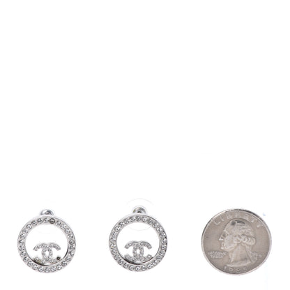 Chanel Crystal CC Round Earrings Silver 2 of 6