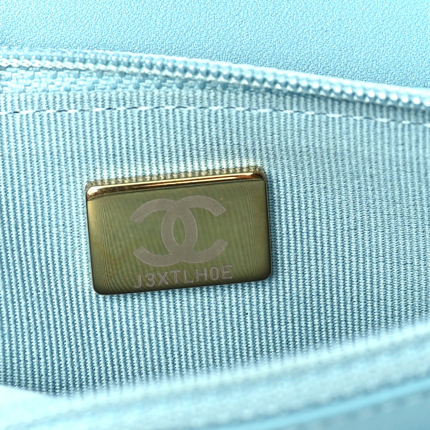 Lambskin Quilted Trendy CC Wallet On Chain WOC Light Blue
