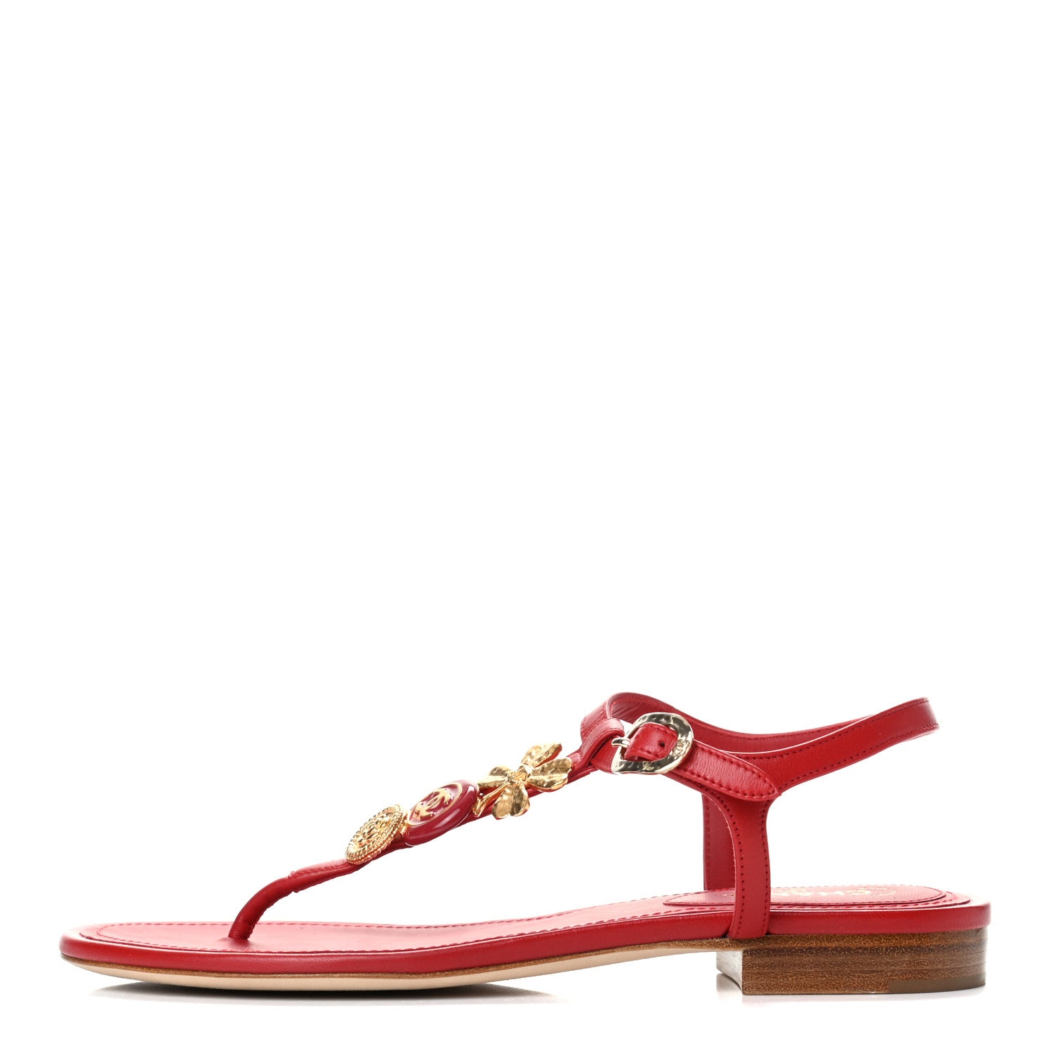 Chanel Lambskin Charm Thong Sandals 36 Red 1 of 8