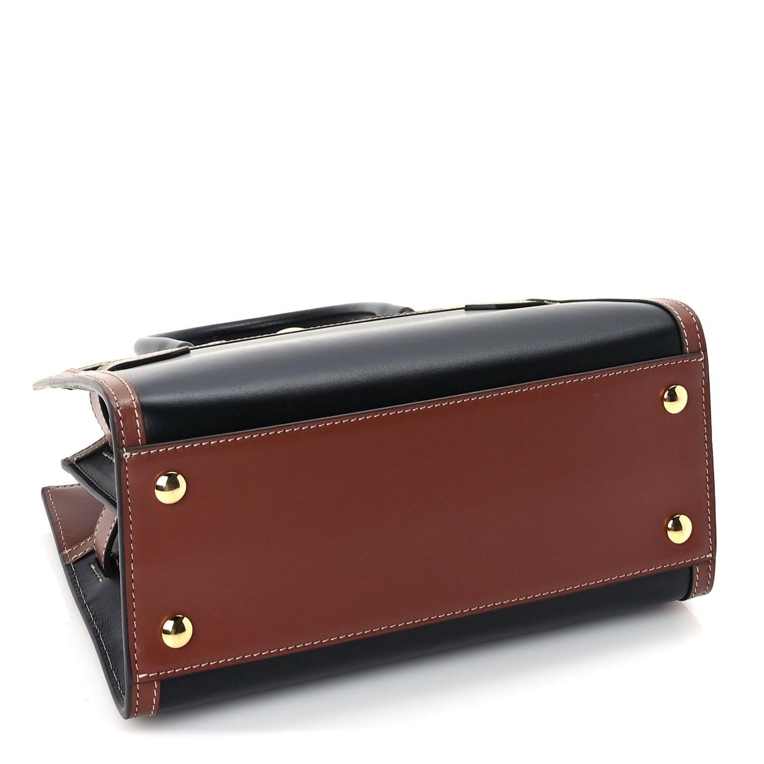 Burberry Calfskin Vintage Check Mini Two Handle Title Bag  Black 3 of 8