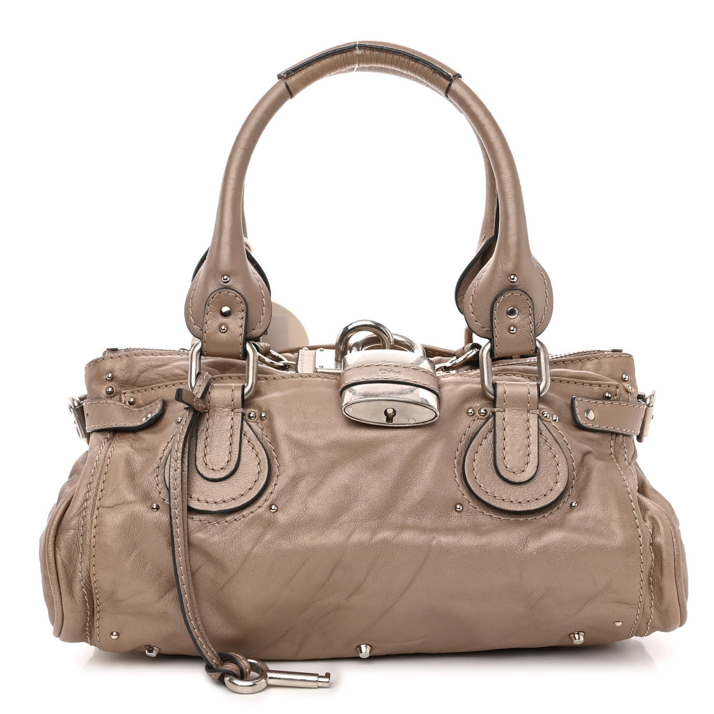Metallic Calfskin Medium Paddington Satchel Argent