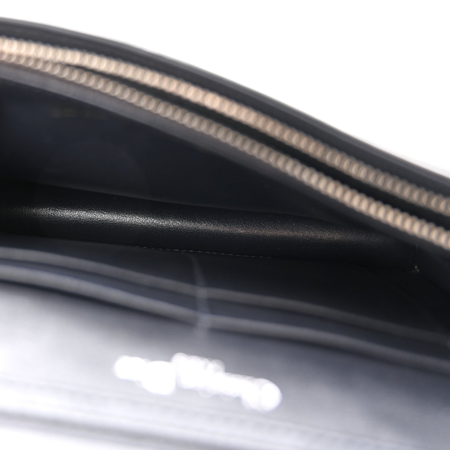 Metallic Patent Micro-Cannage Diorama Wallet on Chain Pouch Silver